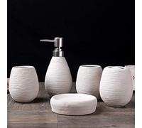 Ensemble d'accessoires de Salle de Bain 5 pièces,Porte-Brosse à Dents en céramique,Distributeur de Savon,Porte-Savon,gobelet,Produits pour la Maison
