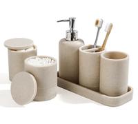 Ensemble d'accessoires de salle de bain, 6 pièces, porte-brosse à dents, distributeur de savon, plateau de coiffeuse, gobelet, pots à cotons-tiges, organisateur de salle de bain pour salle de bain