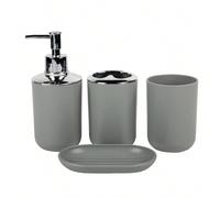 Ensemble d'accessoires de salle de bain avec 4 pièces comprenant un gobelet de rinçage, un porte-savon, un flacon de lotion, un porte-brosse à dents. Décoration de salle de bain, accessoires de salle