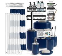 Ensemble d'accessoires de salle de bain Clara Clark - Ensemble de salle de bain avec panier de douche d'angle adh sif suspendu Ensemble d'accessoires