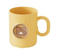 Ensemble d'accessoires de salle de bain comprenant une tasse de bain de bouche et un porte-brosse à dents de taille compacte et design en polypropylène facile à nettoyer (jaune)