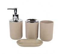 Ensemble d'accessoires de salle de bain de 4 pièces - Porte-brosse à dents, porte-savon, distributeur de lotion et gobelet de rinçage. Décoration de salle de bain, organisateur de salle de bain. Décor