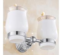 Ensemble d'accessoires de Salle de Bain de Luxe en Cristal argenté, Ensemble de matériel de Salle de Bain en Laiton Poli chromé, Produits de Salle de Bain muraux, Porte-gobelet Double