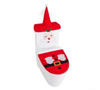 Ensemble d'accessoires de salle de bain de Noël comprenant une housse de siège de toilette Père Noël, un couvercle de réservoir d'eau et une housse de boîte à mouchoirs pour une ambiance festive