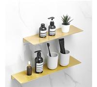 Ensemble d'accessoires de salle de bain doré brossé à 2 niveaux avec étagère d'angle pour serviettes et papier toilette Porte-brosse WC 30 cm Matériel de salle de bain pour une décoration d'intérieur