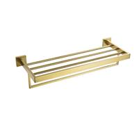 Ensemble d'accessoires de salle de bain doré brossé - Porte-brosse de toilette élégant - Porte-papier toilette - Porte-serviette anneau porte-serviette, crochet pour vêtements, distributeur de savon