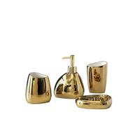 Ensemble d'accessoires de Salle de Bain dorés 4 pièces avec Distributeur de Savon, gobelet for Bain de Bouche, Porte-Brosse à Dents et Cadeau de Salle de Bain(Gold 4Pcs)