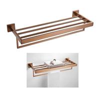 Ensemble d'accessoires de salle de bain élégant en or rose brossé - Porte-mouchoirs, porte-serviettes, barre de peignoir et porte-serviettes de 60 cm - Décoration chic pour salles de bains modernes et