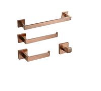 Ensemble d'accessoires de salle de bain élégant en or rose brossé - Porte-mouchoirs, porte-serviettes, crochet pour peignoir et barre de serviette de 50 cm - Élégant, durable et parfait pour les