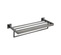 Ensemble d'accessoires de salle de bain en acier inoxydable brossé gris élégant de 60 cm avec porte-papier toilette, crochet pour peignoir et porte-serviette, finition bronze durable