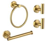 Ensemble d'accessoires de salle de bain en acier inoxydable doré brossé,YSTP 4 pièces, comprenant un anneau porte-serviette