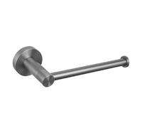 Ensemble d'accessoires de salle de bain en acier inoxydable gris - Support mural rond, barre à main, porte-papier toilette et 2 crochets doubles - Kit de quincaillerie moderne pour le rangement des
