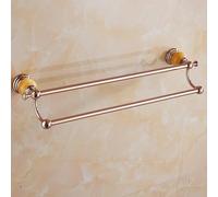 Ensemble d'accessoires de Salle de Bain en Acier Inoxydable Rose doré, Comprenant Une Barre Porte-Serviettes Moderne, Un Anneau Porte-Papier Toilette et Un Crochet pour Peignoir, Double Barre de 45 c