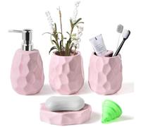 Ensemble d'accessoires de salle de bain en céramique 4 pièces, distributeur de savon lotion, porte-savon, porte-brosse à dents, gobelet à dents, organisateur de salle de bain pour salle de bain