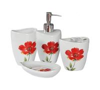 Ensemble d'accessoires de salle de bain en céramique avec distributeur de savon, pompe, porte-brosse à dents, gobelet, 4 pièces, décor côtier