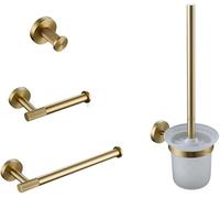 Ensemble Daccessoires De Salle De Bain en Laiton Moleté Doré Brossé : Porte-Serviettes, Anneau, Crochet pour Peignoir, Porte-Papier Toilette, Brosse WC Et Porte-Serviettes. Toilet Set