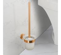 Ensemble d'accessoires de salle de bain en or rose brossé - Porte-brosse de toilette, porte-serviettes, crochets en acier inoxydable et support de brosse WC pour une décoration d'intérieur élégante