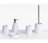 Ensemble d'Accessoires de Salle de Bain en Polyrésine 5 Pièces Distributeur