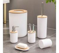 Ensemble d'accessoires de salle de bain, ensemble de toilette, ensemble de salle de bain avec plateau carré, comprend porte-brosse à dents, gobelet de rinçage, distributeur de savon, porte-savon, bros