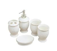 Ensemble d'accessoires de Salle de Bain Ensemble en céramique Comprenant Un Distributeur de Lotion, Porte-Brosse à Dents, Deux gobelets et Porte-Savon, Style Bord mer Décoration intérieure esthétique