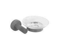 Ensemble d'accessoires de Salle de Bain Gris, Support Mural Rond en Acier Inoxydable, Barre à Main, Porte-Rouleau de Papier Toilette, Crochet pour Peignoir et Porte-Savon