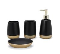 Ensemble d'accessoires de Salle de Bain, Porte-Brosse à Dents, Distributeur de Savon, Porte-Savon, gobelet, pour décoration de Salle de Bain, Cadeau de Mariage, Noir/doré