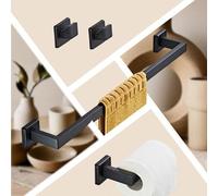 Ensemble d'accessoires de salle de bain - porte-serviettes, porte-papier toilette et crochet porte-serviettes - acier inoxydable - noir