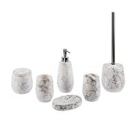 Ensemble d'accessoires de Salle de Bains 6 pièces Effet Marbre Blanc Callel