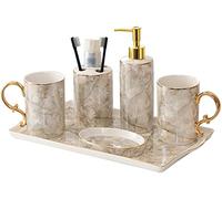 ensemble d'accessoires de salle de bains, Ensemble de cinq articles sanitaires en céramique, ensemble lavage, fournitures salle bain, toilettes, gobelet for bouche, gobelets for brosses à dents