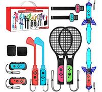 Ensemble d'accessoires de sport Switch 2024, kit d'accessoires de jeu 12 en 1 pour Nintendo Switch OLED avec raquettes de tennis, clubs de golf, épée et dragonne