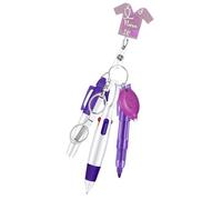 Ensemble d'accessoires de stylo de soin pratique - Outils complets pour écrire des lettres d'entretien - Porte-clés LED et porte-badge