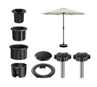 Ensemble d'accessoires de support de base de parasol avec manchon en plastique réduisant les anneaux de réduction de 38 mm et 48 mm Vis de fixation pour pied de parasol de jardin