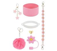 Ensemble d'accessoires de tasse, décorations de tasse | SILICONE POULE COUVERTURE DU BOUTEILLE D'EAU STRAPE CONDUCTION - Couvercle de paille en peluche à balle pour la maison, voyager, dortoir, école,