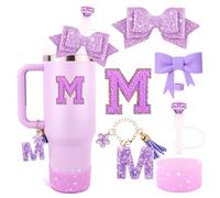 Ensemble d'accessoires de tasse pour gobelet Stanley de 887 ml et 1200 ml avec poignée, breloques en lettre, nœud et couvercle de paille en diamant, autocollant personnalisé pour accessoires de tasse