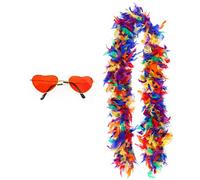 Ensemble d'accessoires de tournée d'adieu - Lunettes en forme de cœur rouge et boa à plumes arc-en-ciel - 2 pièces pour adultes