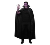 Ensemble d'accessoires de vampire pour adultes - Cape noire avec col, crocs de vampire, maquillage violet - Ensemble d'accessoires de déguisement pour homme