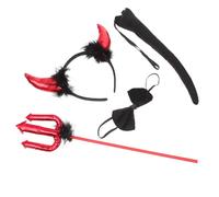 Ensemble D'accessoires Diable pour Célébration Halloween, Cosplay Rouge | Cloth, Horn Headband, Tail And Bow Tie, Photo Props, Trick-or-treating, Simple Costume Solution