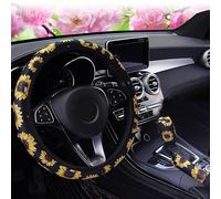 Ensemble d'accessoires d'intérieur de voiture, 3 pièces, couvre-volant, frein à main, levier de vitesse pour Combo, motif tournesol, extensible, s'adapte à toutes les tailles de voiture