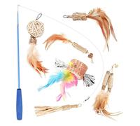 Ensemble d'accessoires et d'accessoires pour Chat 7 pièces : en Plumes Interactive, Jouets pour Chats | Ensemble de Jouets en Vigne argentée avec tête de Rechange, Jouets à mâcher avec d