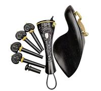 Ensemble d'accessoires for violon en bois de jujube sculpté | Queue d'arbre/essieu, clou de queue de colonne, mentonnière, plaque de ficelle(Ebony kit)