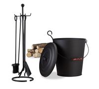 Ensemble d'accessoires pour cheminée, kit complet 24 L, en acier revêtu.