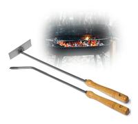 Ensemble d'accessoires pour cheminée Novatool en acier avec grattoir à cendres, manche en bois, pelle à charbon, tisonnier, grattoir à braises (1, acier + grattoir à cendres)