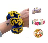 Ensemble d'accessoires pour cheveux au crochet fait main : chouchous, serre-tête et pince à cheveux 4 pièces