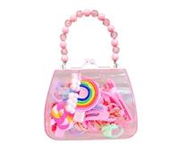 Ensemble d'accessoires pour cheveux de dessin animé pour enfants - 24 PCS mixtes cravattes pour cheveux élastiques et clips Pack en mini sac à main pour filles (3-12 ans)