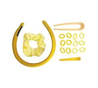 Ensemble d'accessoires pour cheveux pour femmes et filles | Bandeaux, chouchous et petits élastiques à cheveux | Ensemble de coiffure de couleur assortie pour un usage quotidien | 8 couleurs (jaune)
