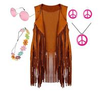Ensemble d'accessoires pour femme - Costume hippie pour femme - Costume de carnaval d'Halloween - Déguisement doux pour femme - Accessoires hippies à la mode