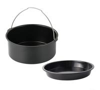 Ensemble d'accessoires pour friteuse à air comprimé avec plateau à gâteau anti-adhésif et poêle à pizza, en acier au carbone, compatible avec les paniers de 15,2 cm/17,8 cm/20,3 cm, passe au