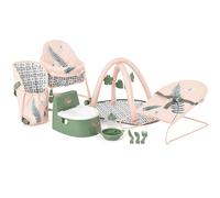 Ensemble d'accessoires pour poupées Roma RHS 10 pièces - Fern : Trotteur, transat, Porte-bébé ventral, Pot, Bol, Couverts, gobelet, Tapis d'éveil pour poupées de 26 à 45 cm
