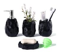 Ensemble d'accessoires pour salle de bain, ensemble de 4 pièces pour salle de bain, distributeur de lotion et de savon, porte-savon, porte-brosse à dents, verre à dents, organisateur de salle de bain
