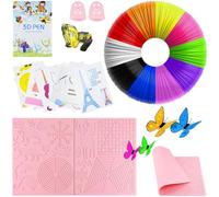 Ensemble d'accessoires pour stylo 3D, modèle de crayon 3D, filament PLA 10 couleurs, 1,75 mm tous les 5 mètres, grand tampon en silicone 45 x 28 cm avec 2 protections de doigts, stylo 3D pour enfants
